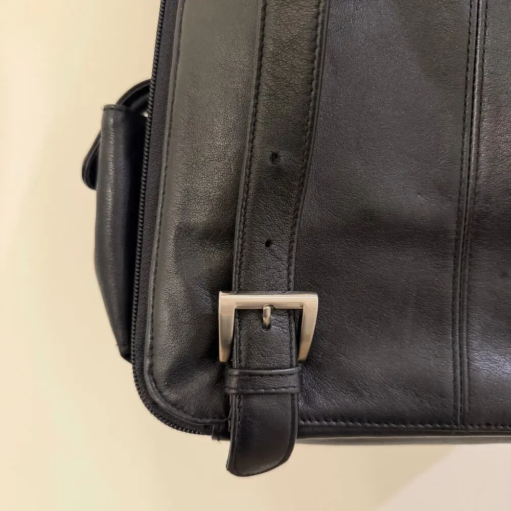 Vintage Tignanello Black Leather Backpack Purse